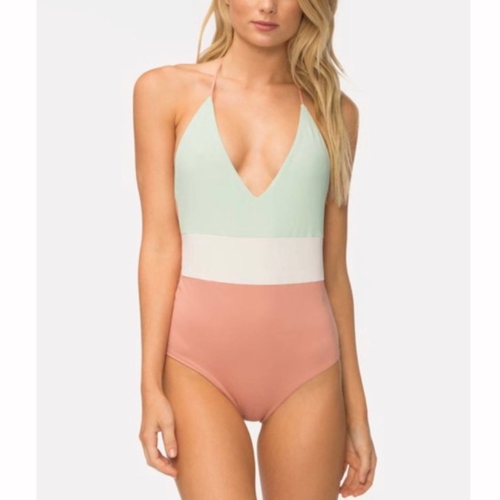 Tavik Color Block Low Back One-Piece Bathing Suit